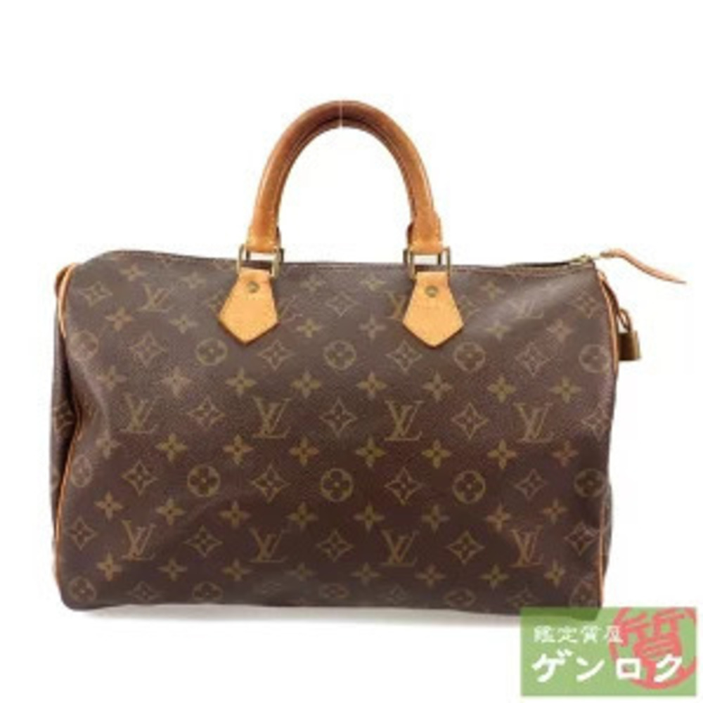 Louis Vuitton Monogram Speedy Boston Bag Canvas Leather Brown